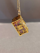 Load image into Gallery viewer, Vintage 9k Gemstone Treasure Chest Pendant 1967