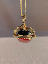 Load image into Gallery viewer, Vintage Trio Tigers Eye Onyx Chalcedony Swivel Fob Pendant