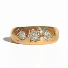 Load image into Gallery viewer, Antique 18k Diamond Starburst Trilogy Ring 1896