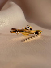 Load image into Gallery viewer, Antique 15k Ruby Pearl Crescent Star Brooch 1800s