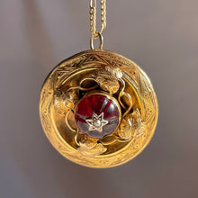 Load image into Gallery viewer, Antique Victorian Mourning Foliate Starburst Pearl Pendant Brooch