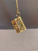 Load image into Gallery viewer, Vintage 9k Gemstone Treasure Chest Pendant 1967
