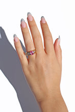 Load image into Gallery viewer, Vintage 18k Pink Sapphire Diamond Bar Ring