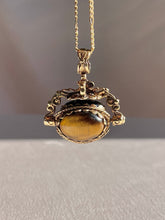 Load image into Gallery viewer, Vintage Trio Tigers Eye Onyx Chalcedony Swivel Fob Pendant
