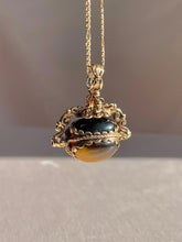 Load image into Gallery viewer, Vintage Trio Tigers Eye Onyx Chalcedony Swivel Fob Pendant