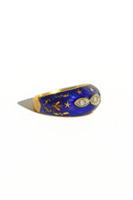Load image into Gallery viewer, Vintage 18k Diamond Enamel Starry Bombe Ring
