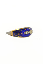 Load image into Gallery viewer, Vintage 18k Diamond Enamel Starry Bombe Ring