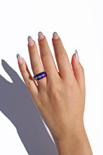 Load image into Gallery viewer, Vintage 18k Diamond Enamel Starry Bombe Ring