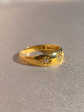 Load image into Gallery viewer, Antique 18k Diamond Starburst Trilogy Ring 1888