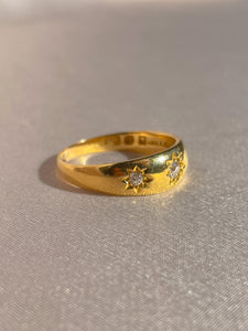 Antique 18k Diamond Starburst Trilogy Ring 1888