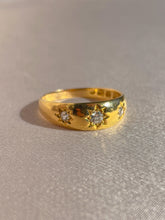 Load image into Gallery viewer, Antique 18k Diamond Starburst Trilogy Ring 1888