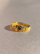 Load image into Gallery viewer, Antique 18k Diamond Sapphire Starburst Edwardian Ring 1906