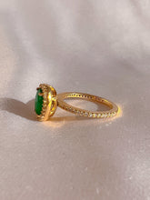 Load image into Gallery viewer, Vintage 14k Emerald Diamond Oval Halo Ring