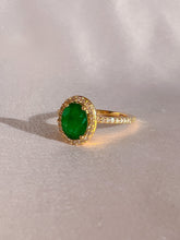 Load image into Gallery viewer, Vintage 14k Emerald Diamond Oval Halo Ring