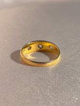 Load image into Gallery viewer, Antique 18k Diamond Starburst Trilogy Ring 1888