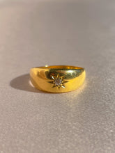 Load image into Gallery viewer, Antique 18k Diamond Starburst Solitaire Engraved Ring 1902