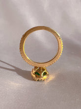 Load image into Gallery viewer, Vintage 14k Emerald Diamond Oval Halo Ring
