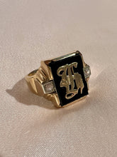 Load image into Gallery viewer, Vintage Onyx Diamond Initial Ring G or H