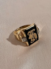 Load image into Gallery viewer, Vintage Onyx Diamond Initial Ring G or H