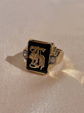 Load image into Gallery viewer, Vintage Onyx Diamond Initial Ring G or H