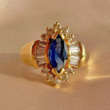 Load image into Gallery viewer, Vintage Sapphire Diamond Baguette Dress Ring
