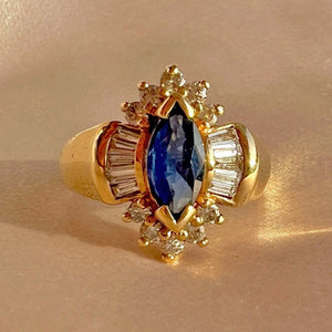 Vintage Sapphire Diamond Baguette Dress Ring
