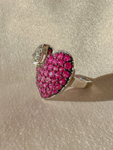 Load image into Gallery viewer, Vintage Pink Sapphire Diamond Heart Cocktail Ring