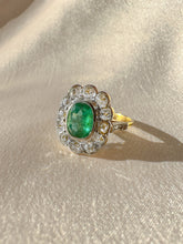 Load image into Gallery viewer, Antique Emerald Diamond Old Mine Ring 2.95 CTW