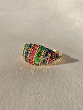 Load image into Gallery viewer, Vintage Emerald Sapphire Ruby Bombe Ring