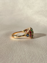 Load image into Gallery viewer, Vintage Emerald Sapphire Ruby Bombe Ring