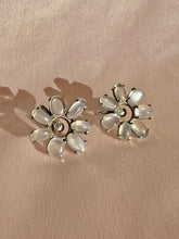 Load image into Gallery viewer, Vintage White Gold Moonstone Floral Earrings