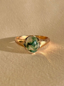 Antique Moss Agate Cabochon Ring