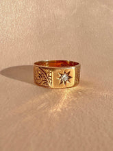 Load image into Gallery viewer, Antique Diamond Solitaire Starburst Filigree Ring 1916