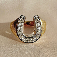 Load image into Gallery viewer, Vintage Diamond Satin Horseshoe Ring