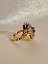 Load image into Gallery viewer, Antique Diamond Moss Agate Flower Cabochon Ring
