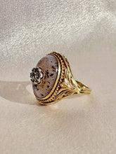 Load image into Gallery viewer, Antique Diamond Moss Agate Flower Cabochon Ring