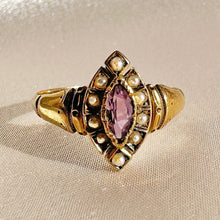 Load image into Gallery viewer, Antique Amethyst Pearl Navette Ring