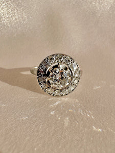 Antique French Diamond Halo Transitional Ring 1930s