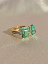 Load image into Gallery viewer, Emerald Diamond Toi et Moi Ring 3.50cts