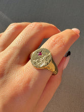 Load image into Gallery viewer, Vintage Ruby Filigree Starburst Signet Ring