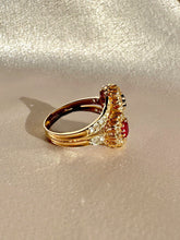 Load image into Gallery viewer, Antique Ruby Sapphire Diamond Toi et Moi Ring