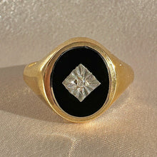 Load image into Gallery viewer, Vintage Onyx Diamond Oval Signet 1967