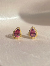 Load image into Gallery viewer, Vintage 9k Garnet Pear Cut Earrings