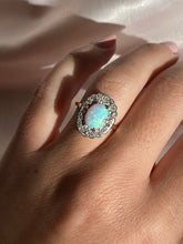Load image into Gallery viewer, Vintage 18k Opal Diamond Cluster Halo Ring