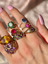 Load image into Gallery viewer, Antique 9k Rose Gold Amethyst Diamond Starburst Ring 1918