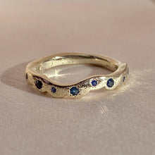Load image into Gallery viewer, Vintage 14k White Gold Sapphire Wave Ring
