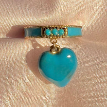 Load image into Gallery viewer, Antique 18k Turquoise Victorian Enamel Heart Ring