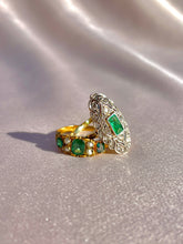 Load image into Gallery viewer, Antique 14k Emerald Diamond Art Deco Ring