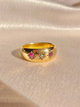 Load image into Gallery viewer, Antique 18k Trilogy Ruby Diamond Ring 1898
