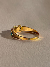 Load image into Gallery viewer, Antique 15k Turquoise Diamond Starburst Panel Ring 1891